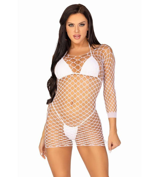 White Fishnet Mini Dress