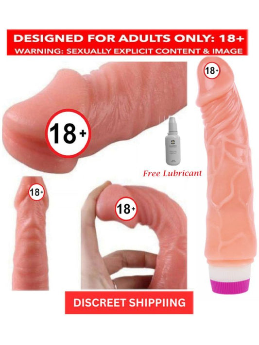 7" Long & Soft Sexy Real Felling Skin Colored 7 Vibrating Modes Dildo For Sexy Women and men