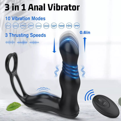 Male Prostate Massager Vibrator Thrusting Anal Butt Plug Dildo Sex Toys for Men