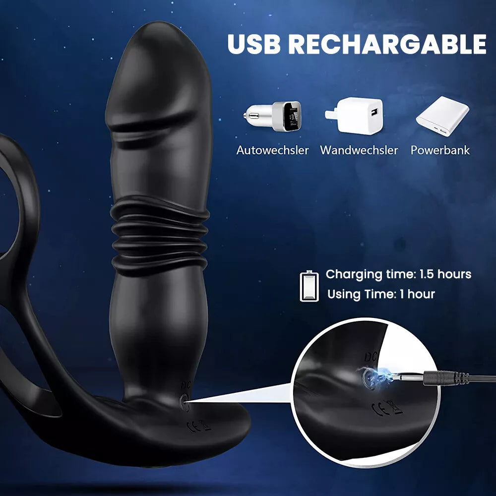 Male Prostate Massager Vibrator Thrusting Anal Butt Plug Dildo Sex Toys for Men