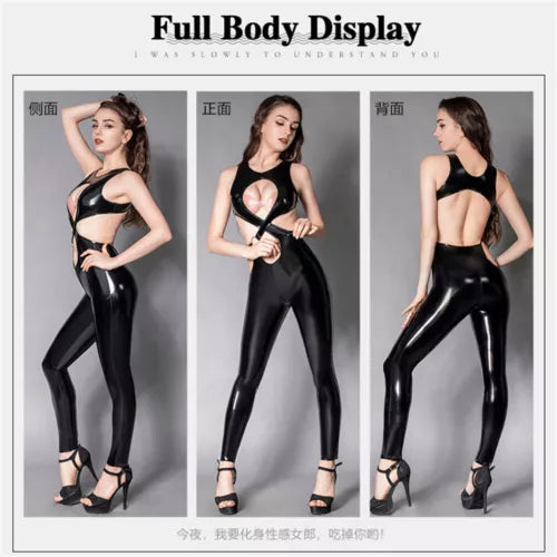 Romper Stretch Bodysuit Jumpsuit Nightclub Shiny Catsuit Lingerie Women Backless